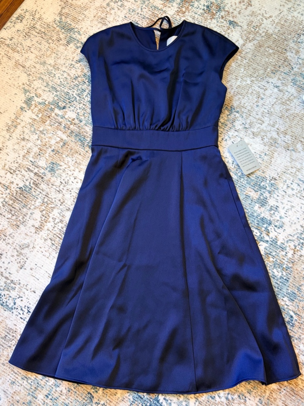 Gal Meets Glam Navy Midi Fit-and-Flare Dress